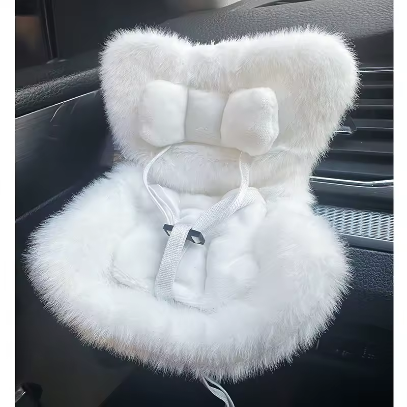 Car Seat for Labubu Dolls with Soft Furry Cushion, Air Vent Clip and Desktop Stand, Cute and Functional Car Ornament