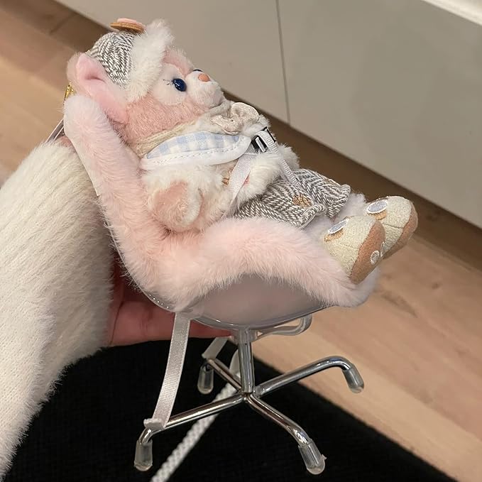 Car Seat for Labubu Dolls with Soft Furry Cushion, Air Vent Clip and Desktop Stand, Cute and Functional Car Ornament