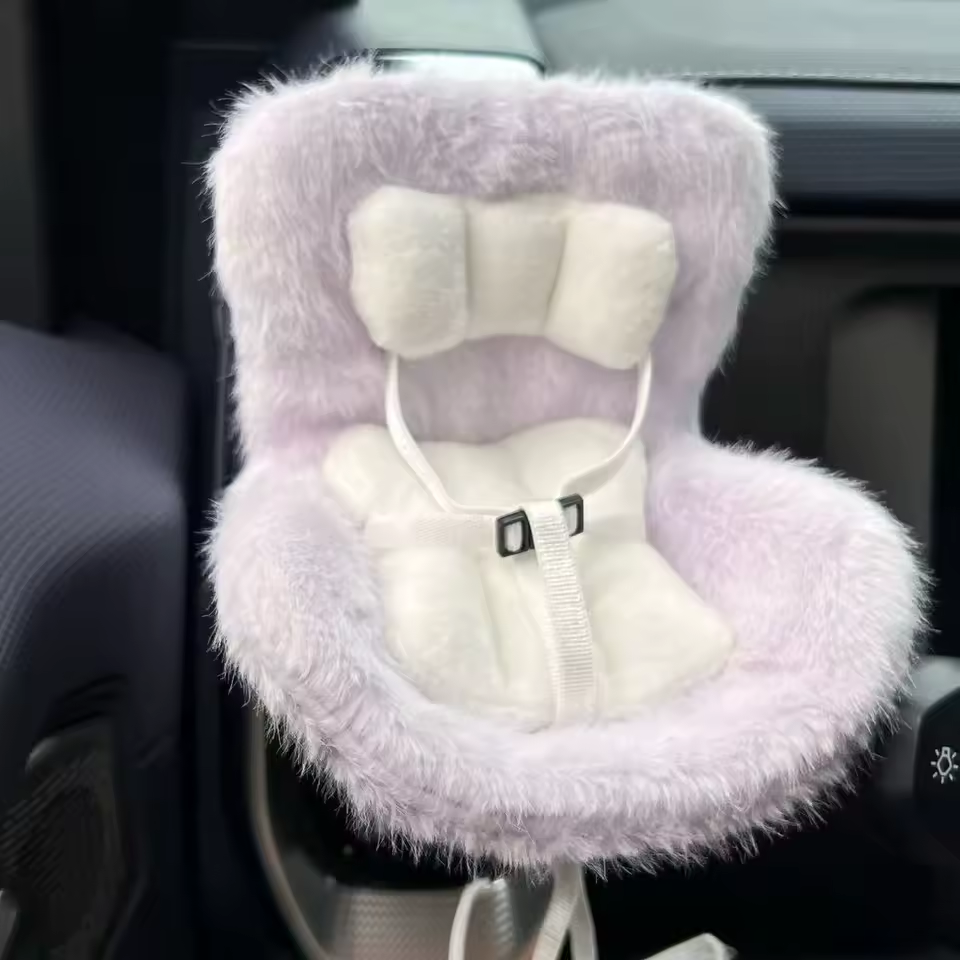 Car Seat for Labubu Dolls with Soft Furry Cushion, Air Vent Clip and Desktop Stand, Cute and Functional Car Ornament