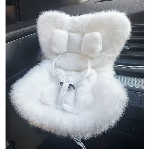 Car Seat for Labubu Dolls with Soft Furry Cushion, Air Vent Clip and Desktop Stand, Cute and Functional Car Ornament