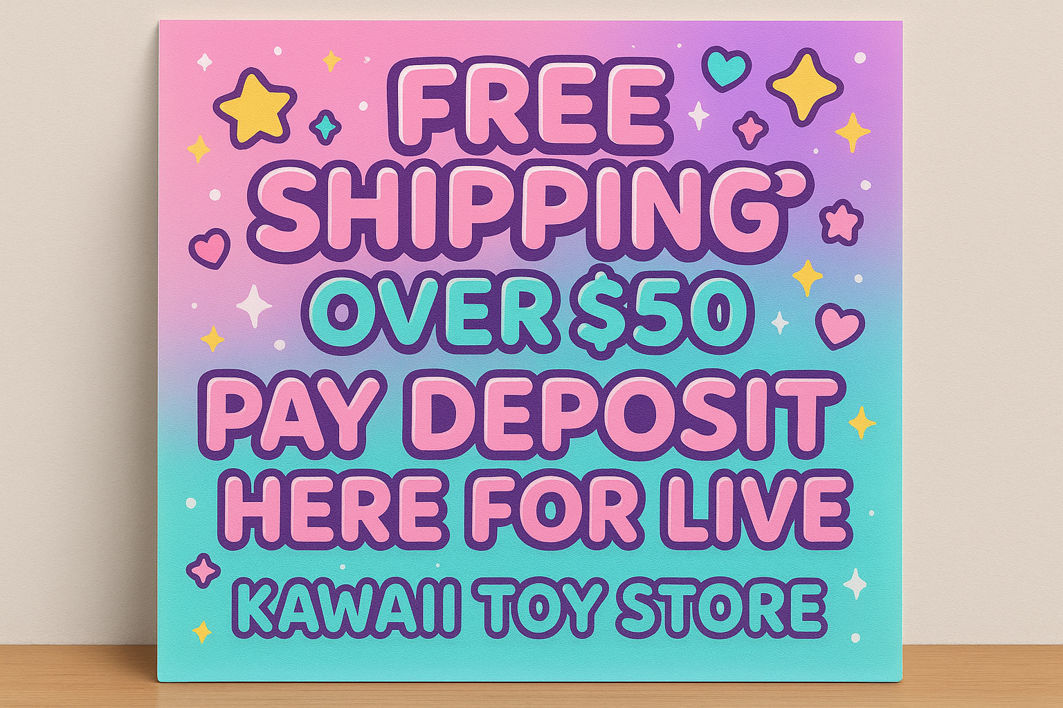 Make a board that says Free SHIPPING OVER 50$ PAY DEPOSIT HERE FOR LIVE